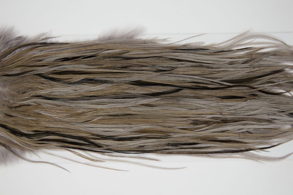 12165 Hebert Dry Fly Hackle Pro Grade Rooster Saddle Medium Grey Dun Ties Size 14-18