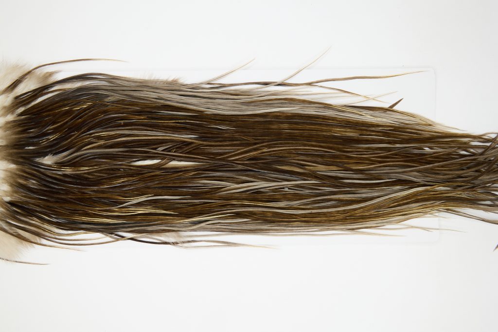 12193 Hebert Dry Fly Hackle Pro Grade Rooster Saddle Dark Brown Dun Ties Size 14-18