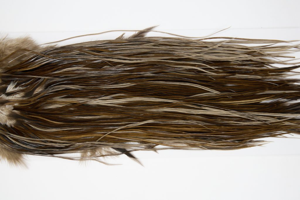 12194 Hebert Dry Fly Hackle Pro Grade Rooster Saddle Dark Brown Dun Ties Size 14-18