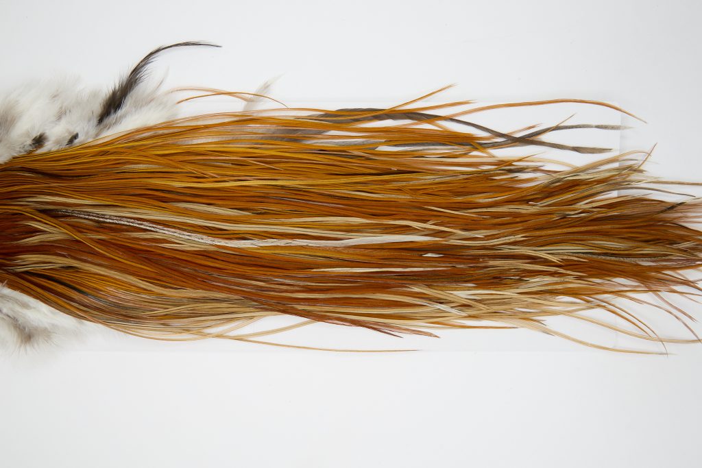 12222 Hebert Dry Fly Hackle Bronze Grade Rooster Saddle Light Brown Ties Size 12-18
