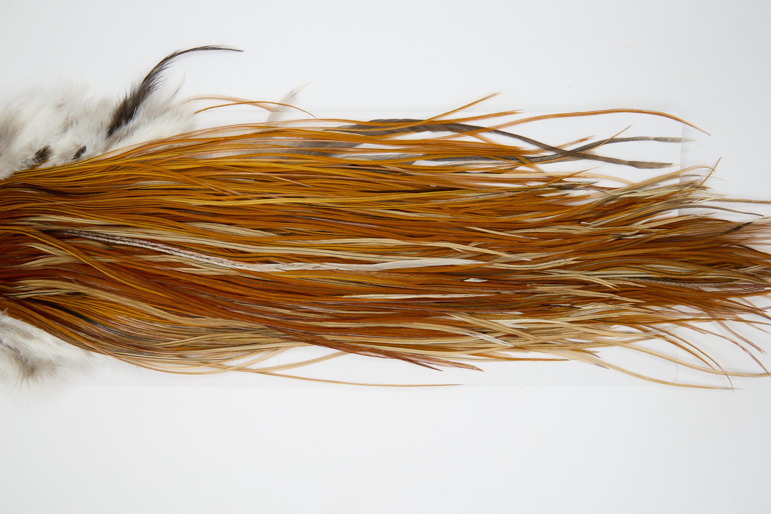 12222 Hebert Dry Fly Hackle Bronze Grade Rooster Saddle Light Brown Ties Size 12-18