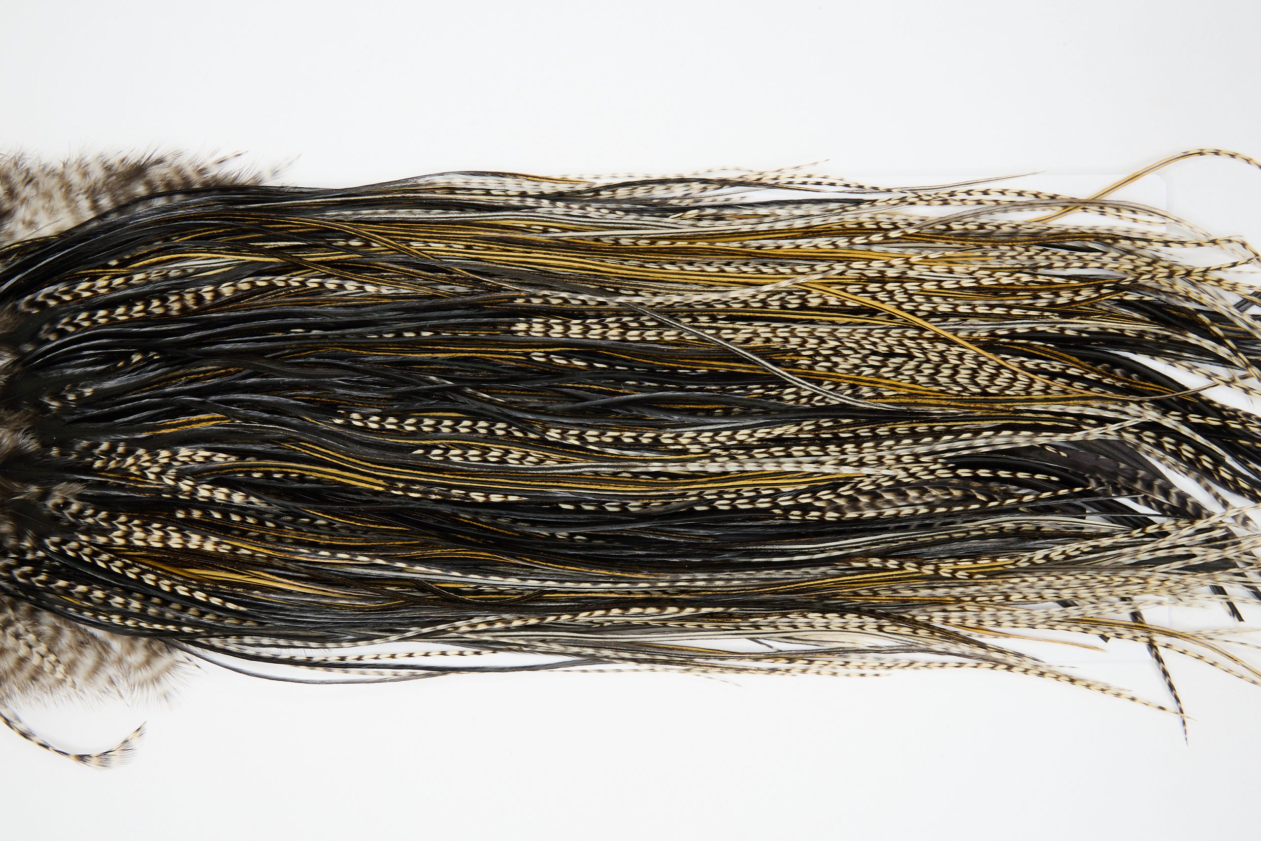 12224 Hebert Dry Fly Hackle Bronze Grade Rooster Saddle Grizzly Variant Ties Size 14-16