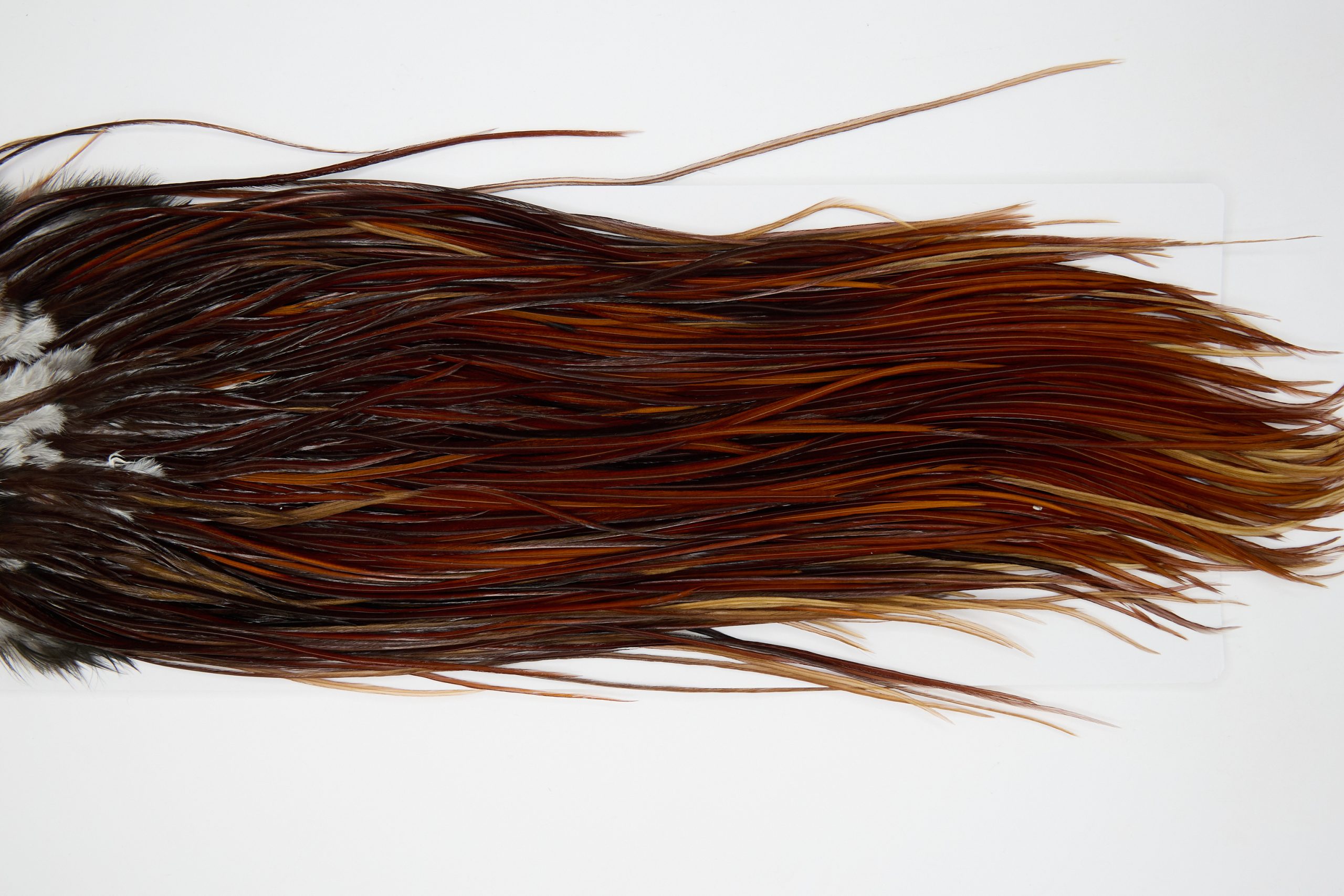 12236 Hebert Dry Fly Hackle Bronze Grade Rooster Saddle Medium Brown Ties Size 12-16