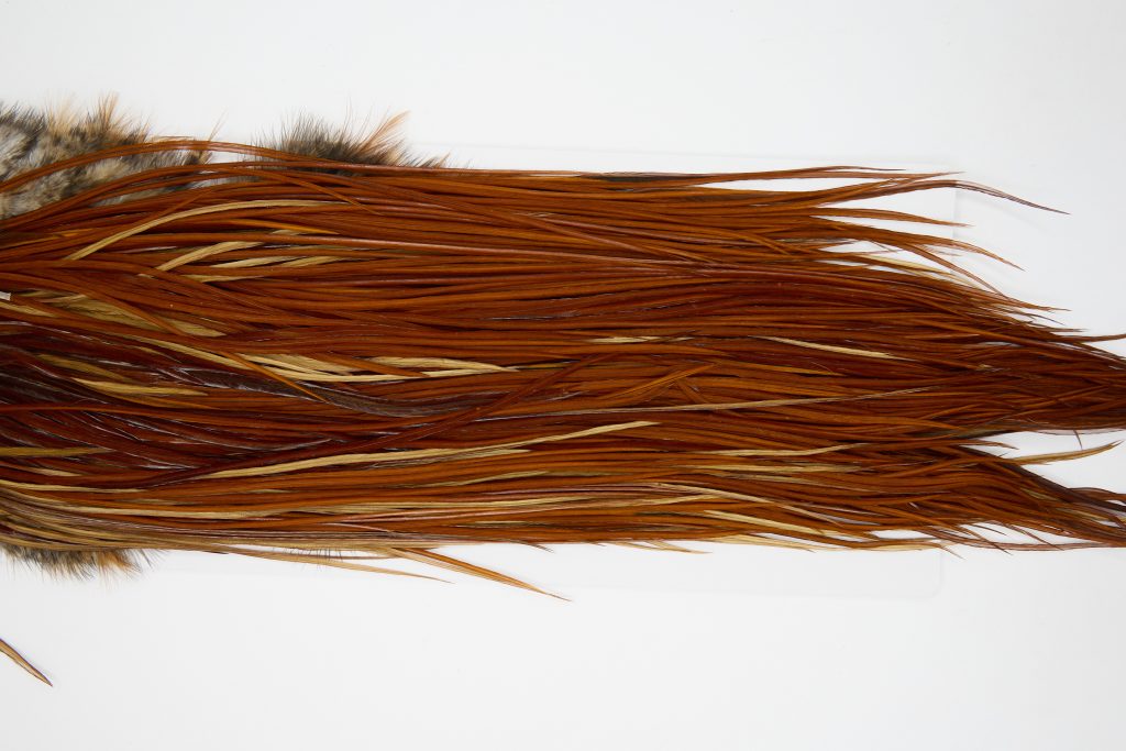 12237 Hebert Dry Fly Hackle Bronze Grade Rooster Saddle Medium Brown Ties Size 12-14