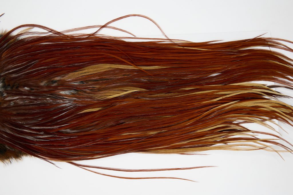 12239 Hebert Dry Fly Hackle Bronze Grade Rooster Saddle Medium Brown Ties Size 10-14