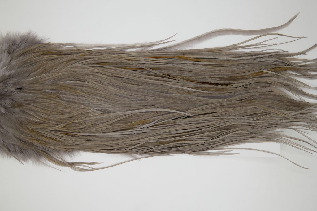 12242 Hebert Dry Fly Hackle Bronze Grade Rooster Saddle Medium Grey Dun Ties Size 12-16