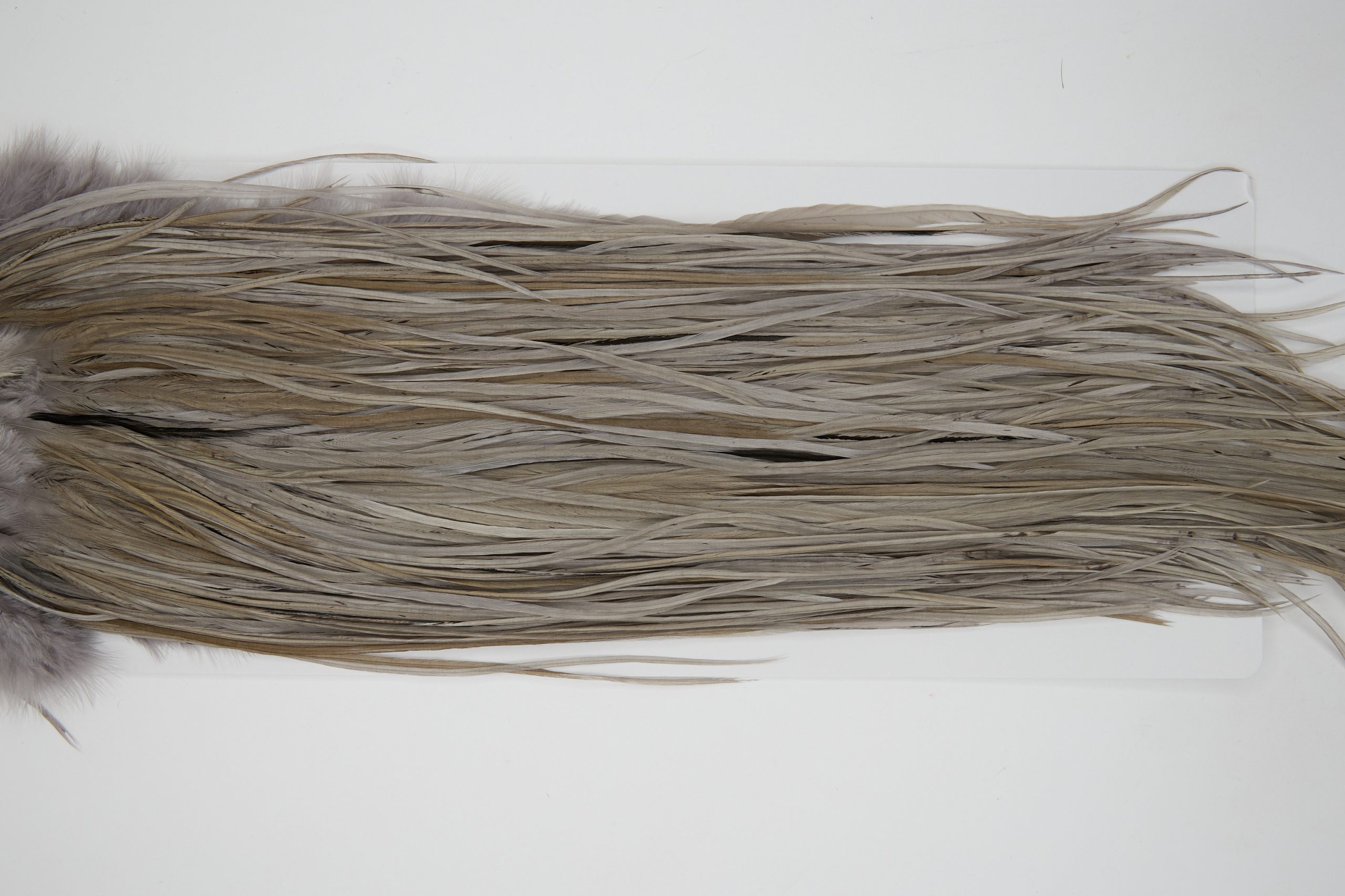 12243 Hebert Dry Fly Hackle Bronze Grade Rooster Saddle Medium Grey Dun Ties Size 12-16