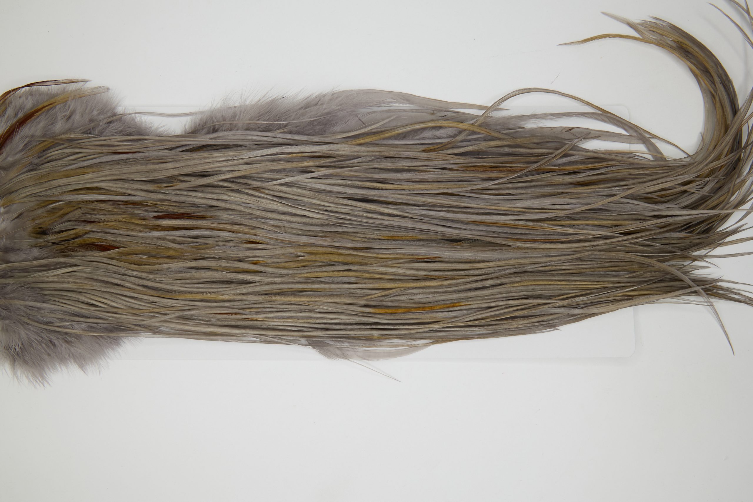 12244 Hebert Dry Fly Hackle Bronze Grade Rooster Saddle Medium Grey Dun Ties Size 10-14