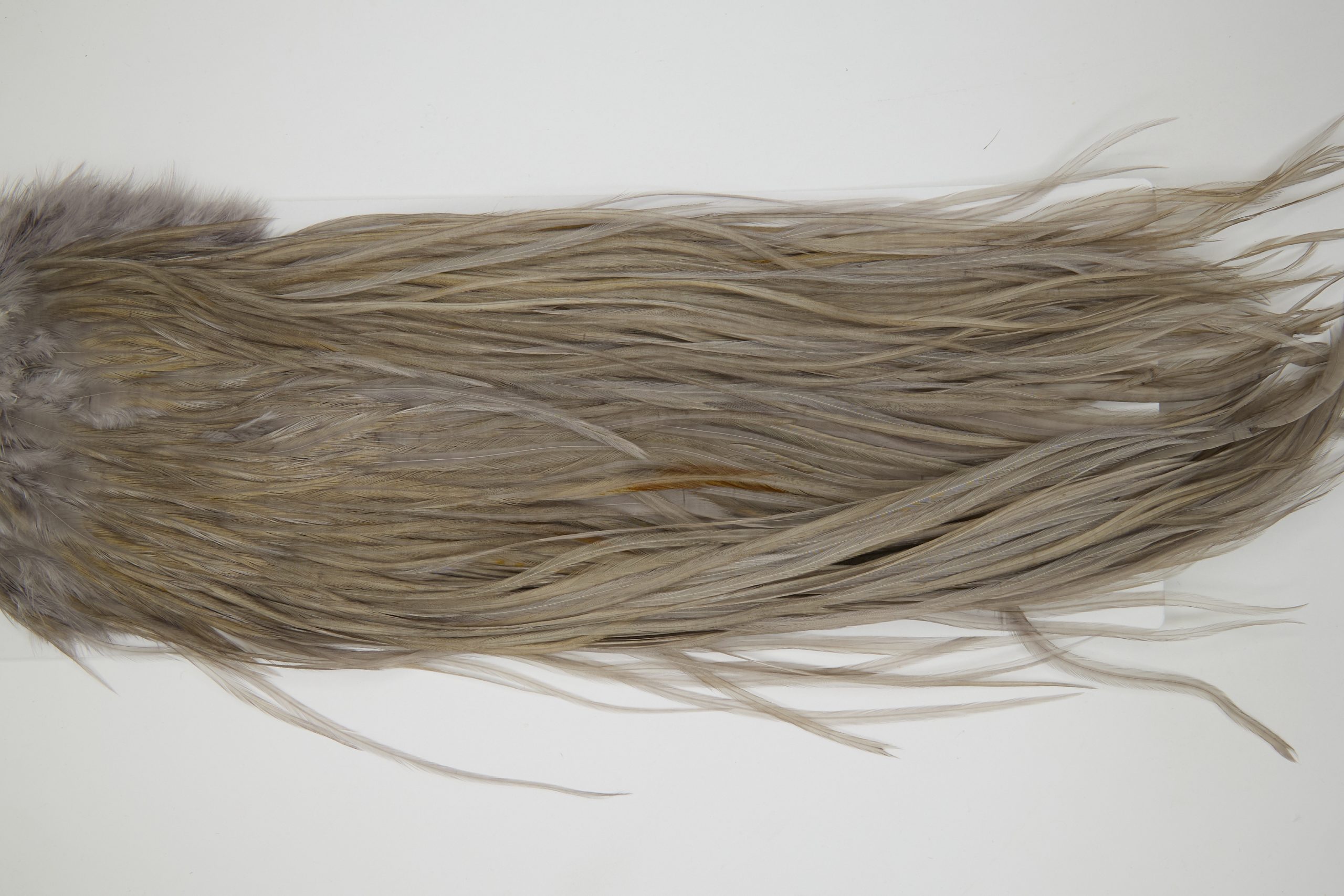 12245 Hebert Dry Fly Hackle Bronze Grade Rooster Saddle Medium Grey Dun Ties Size 10-14