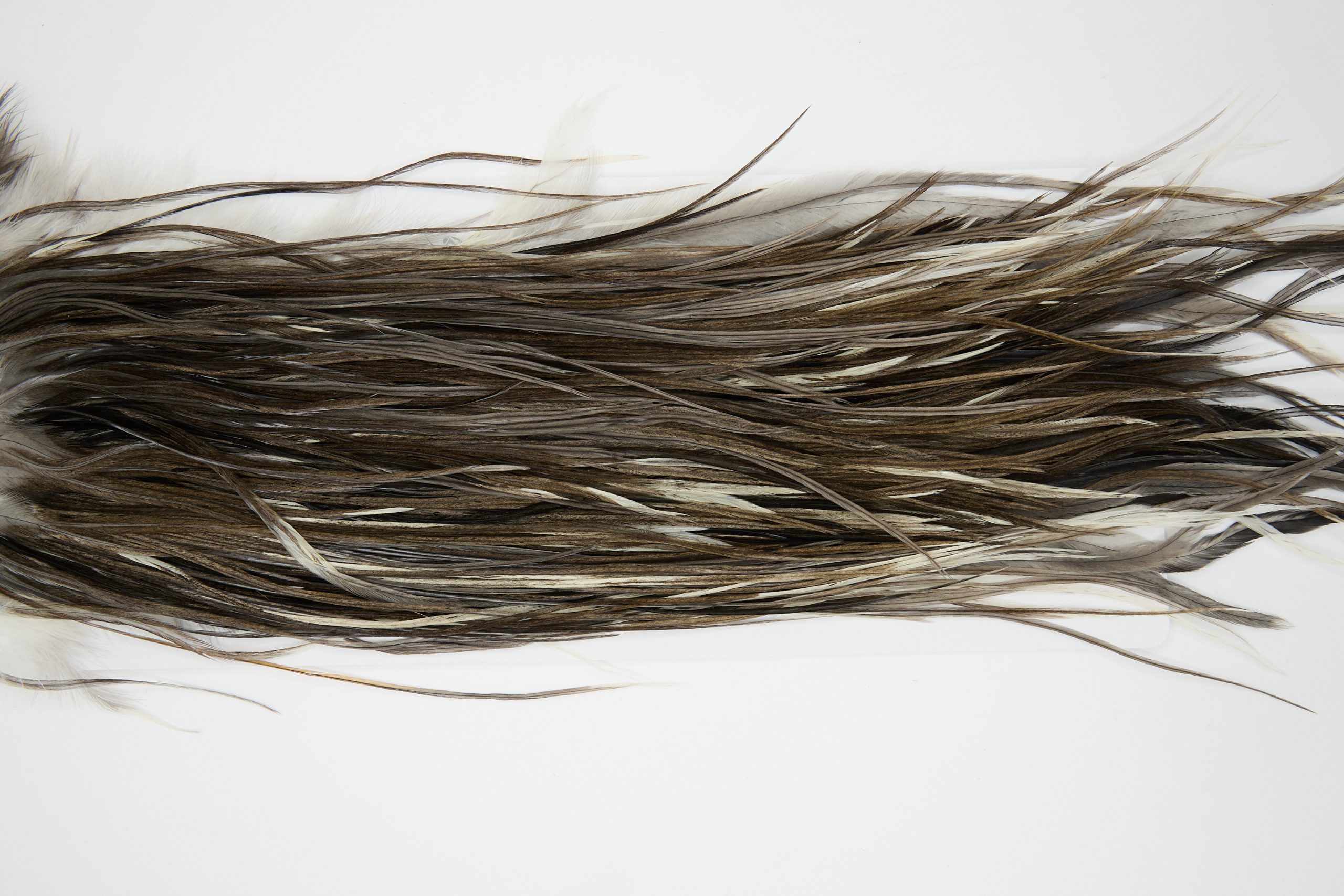 12248 Hebert Dry Fly Hackle Bronze Grade Rooster Saddle Dark Grey Dun Ties Size 14-16