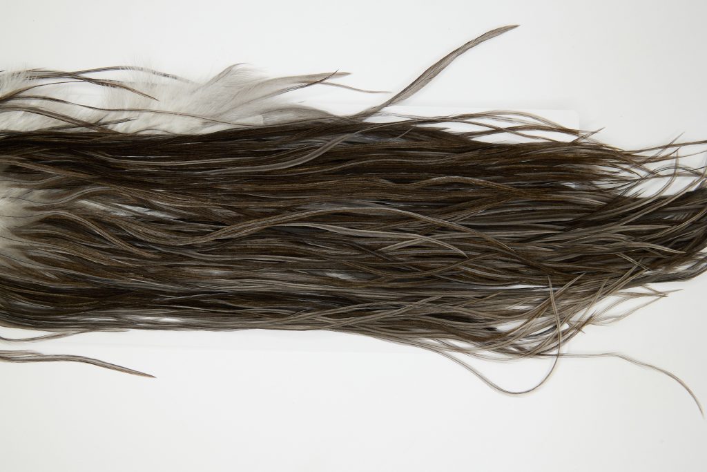 12250 Hebert Dry Fly Hackle Bronze Grade Rooster Saddle Dark Grey Dun Ties Size 12-16