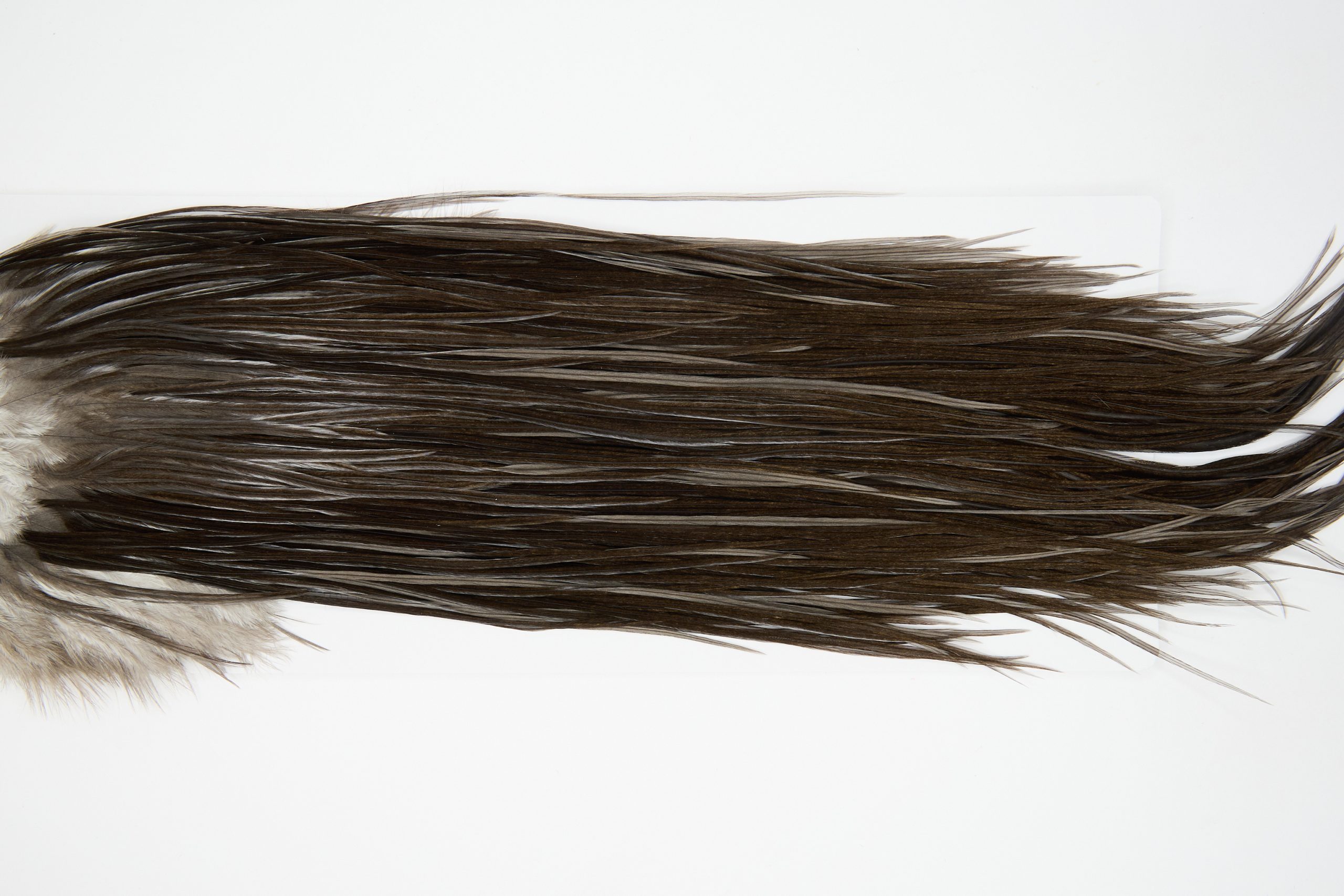 12253 Hebert Dry Fly Hackle Bronze Grade Rooster Saddle Dark Grey Dun Ties Size 12-16