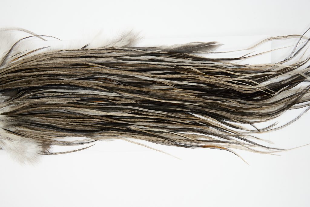 12254 Hebert Dry Fly Hackle Bronze Grade Rooster Saddle Dark Grey Dun Ties Size 8-14