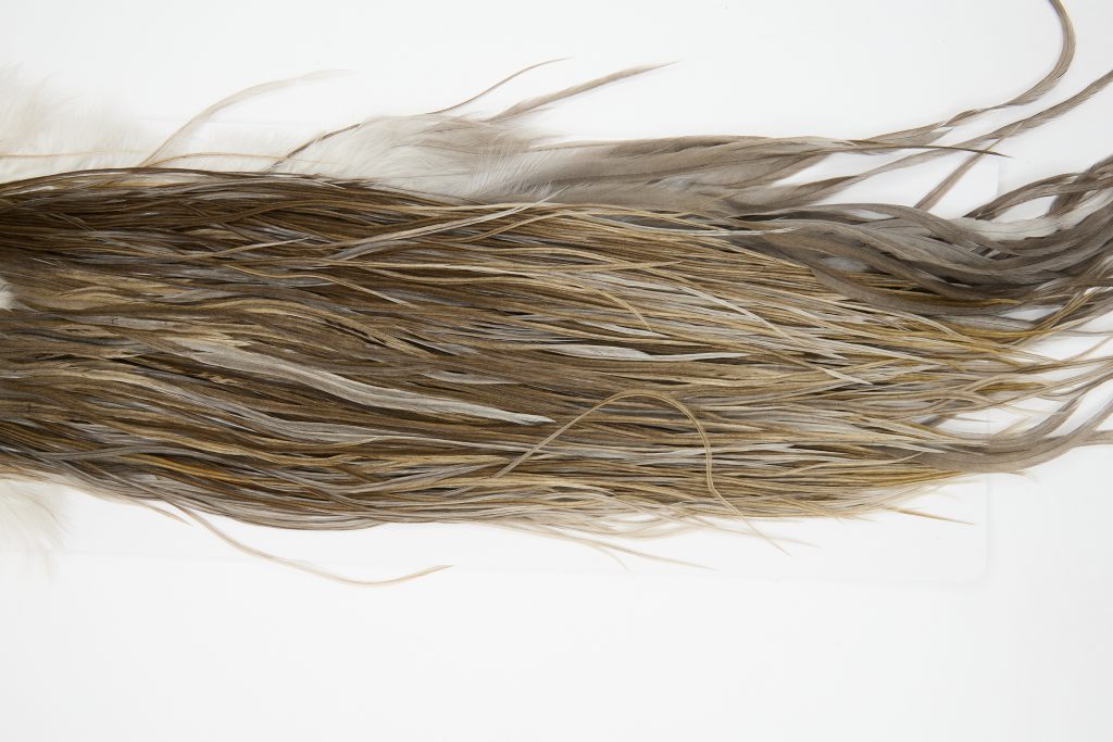 12255 Hebert Dry Fly Hackle Bronze Grade Rooster Saddle Dark Grey Dun Ties Size 12-18