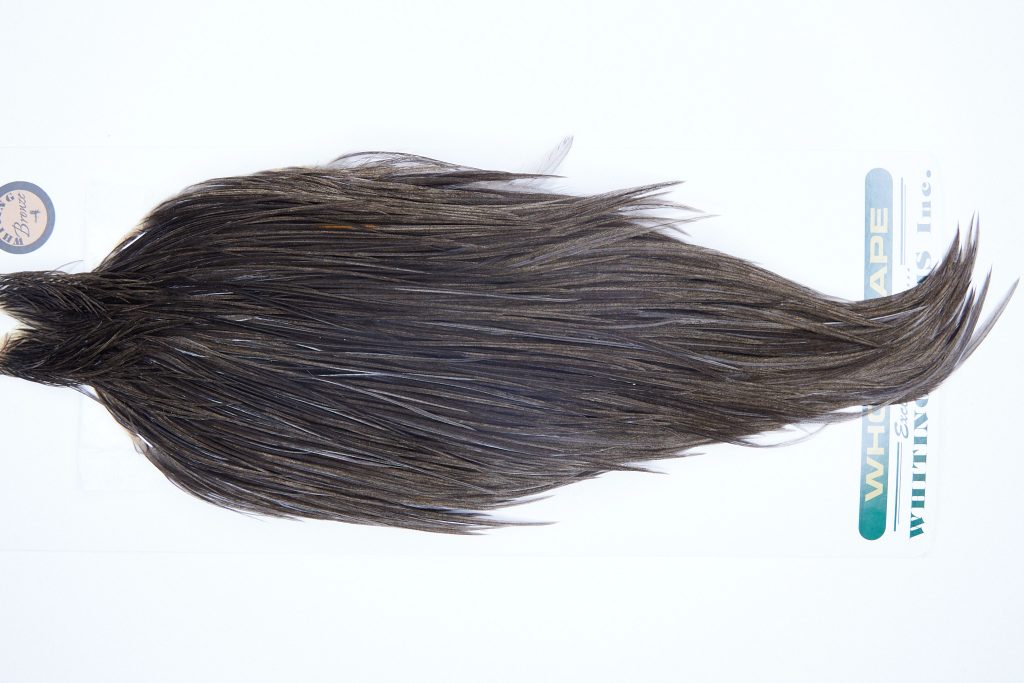 12321 Hebert Dry Fly Hackle Bronze Grade Rooster Cape Dark Grey Dun Ties Size 10-20