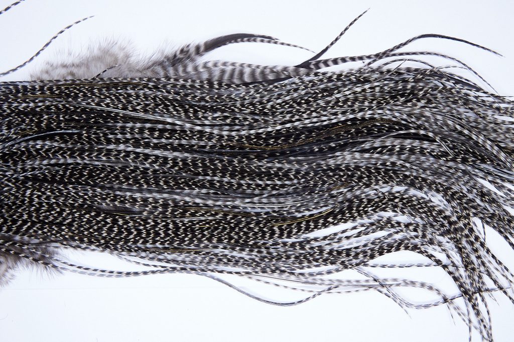 2104 Yellowstone Dry Fly Hackle Rhodium Rooster Saddle Grizzly Variant Ties Size 16-18