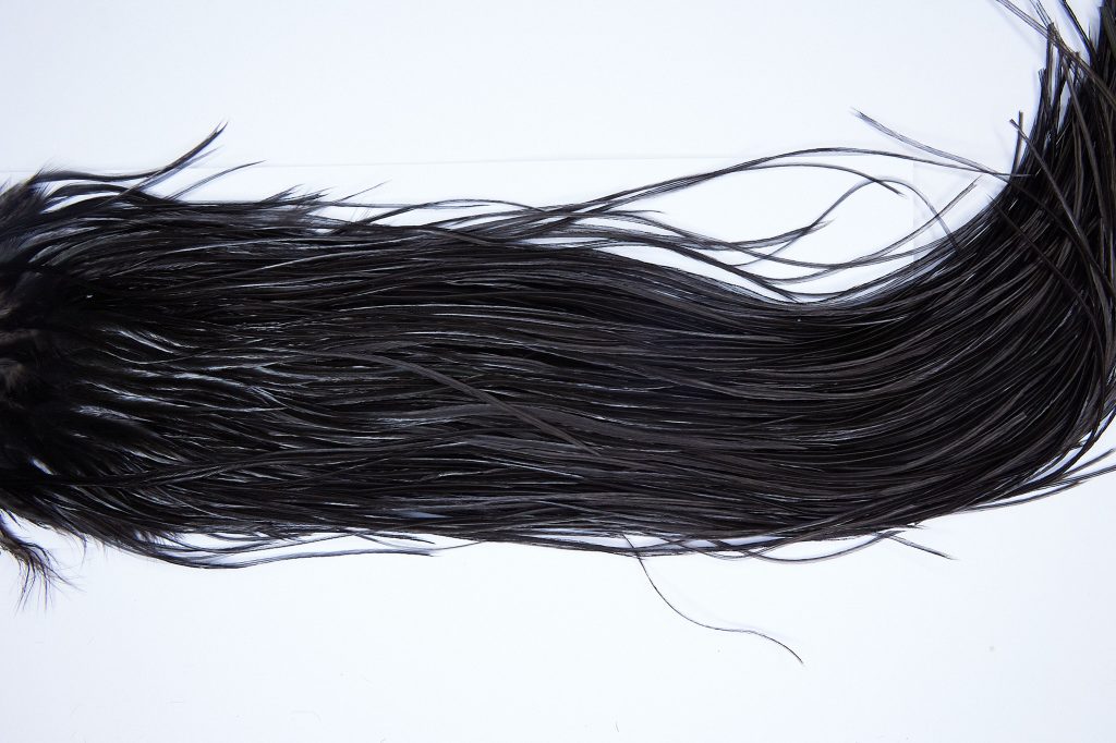 2116 Yellowstone Dry Fly Hackle Rhodium Rooster Saddle Black Ties Size 12-14