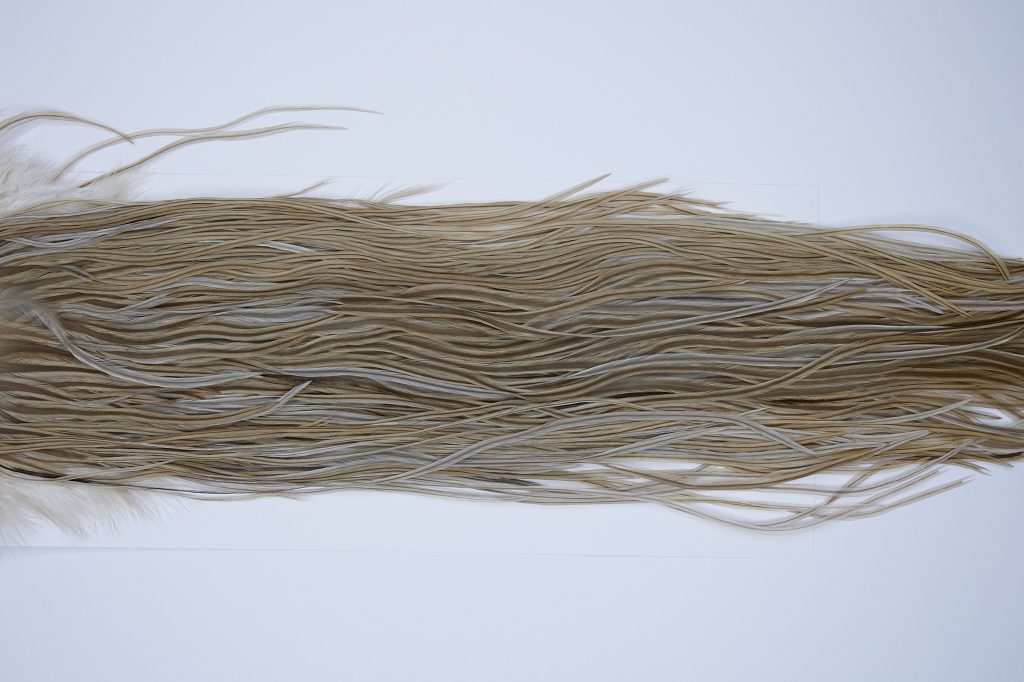 9336 JimsFlyCo Dry Fly Hackle Rhodium Rooster Saddle Medium Dun Ties Size 12-14