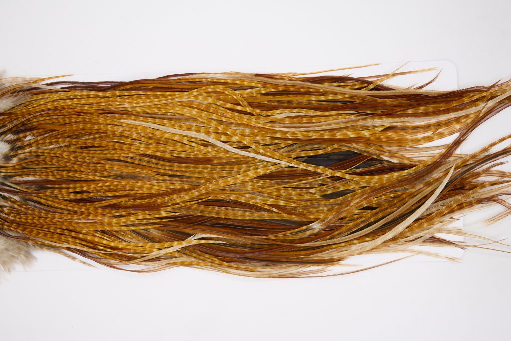 12354 Beaverkill Dry Fly Hackle Rooster Saddle Barred Ginger Ties Size 12-14