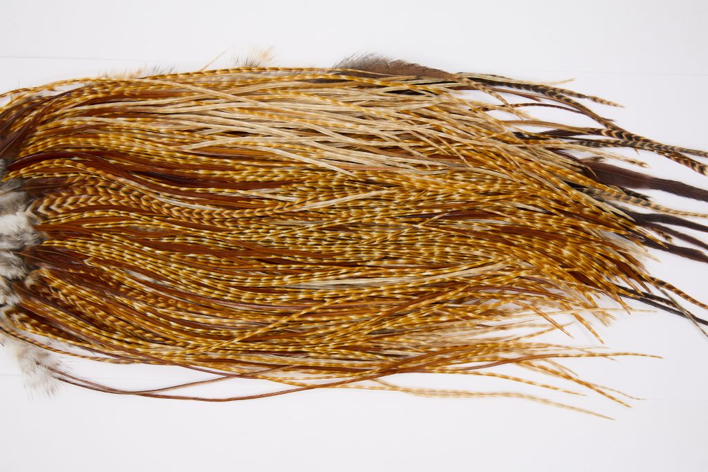 12355 Beaverkill Dry Fly Hackle Rooster Saddle Barred Ginger Ties Size 16-18