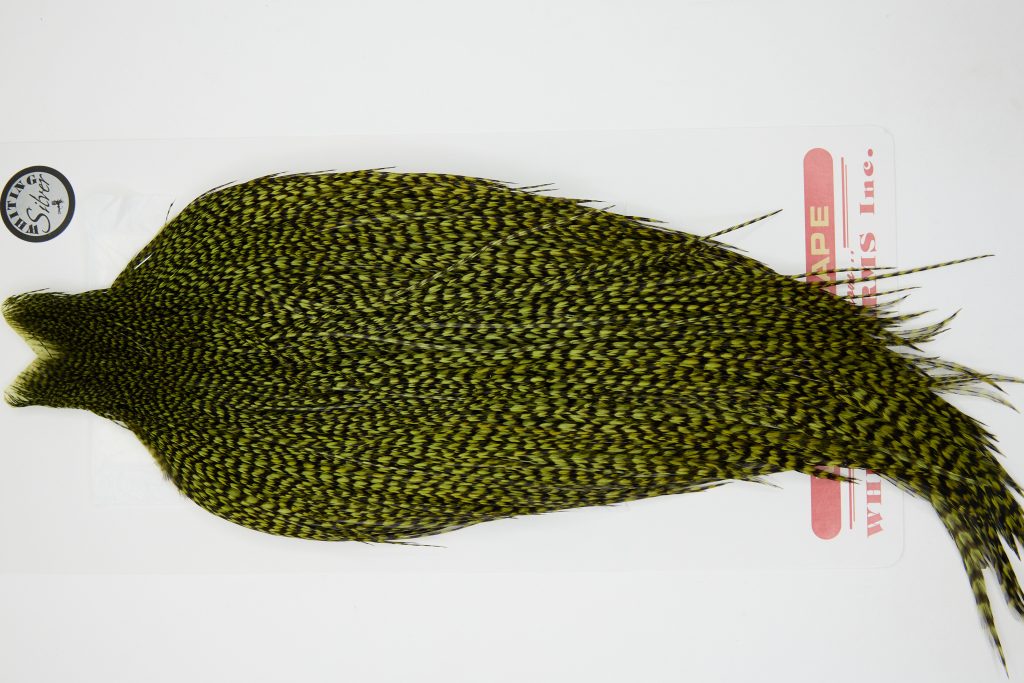 12375 Whiting Dry Fly Hackle Silver Grade Rooster Cape Grizzly Olive Ties Size 10-22