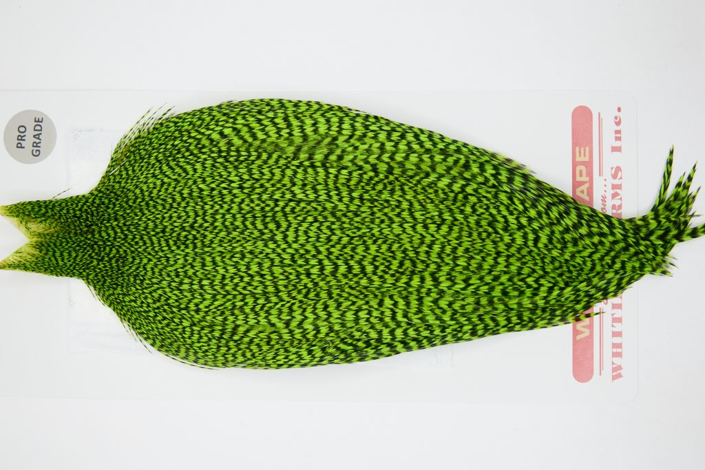 12397 Whiting Dry Fly Hackle Pro Grade Rooster Cape Grizzly Chartreuse Ties Size 10-20