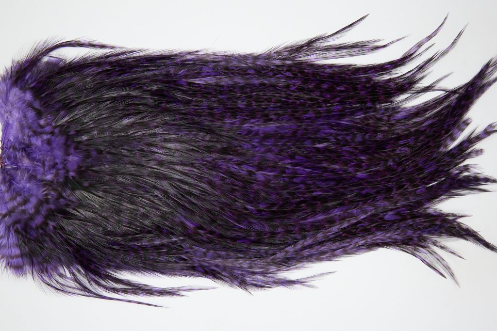 12434 Coq De Leon Dry Fly Hackle Bronze Grade Rooster Saddle Purple Ties Size NA